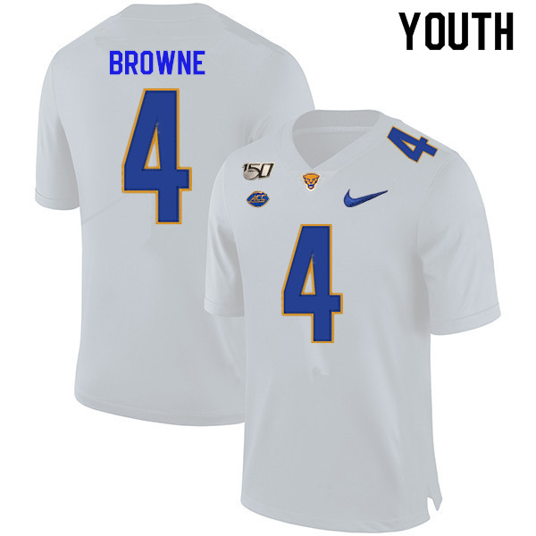 2019 Youth #4 Max Browne Pitt Panthers College Football Jerseys Sale-White